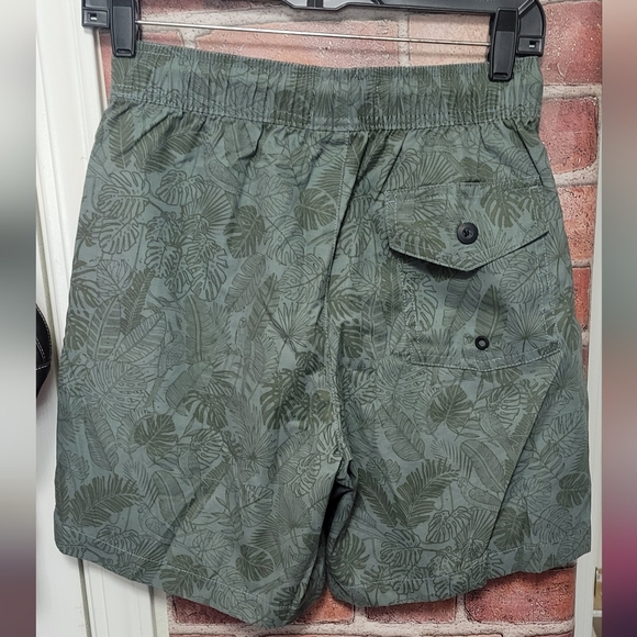 Men's xs Goodthreads swim trunks green black leaf pattern. NWT. drawstring - Picture 4 of 6